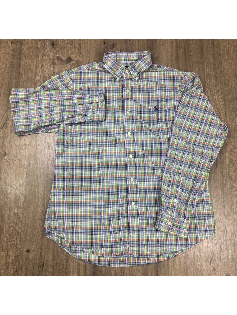 Polo Ralph Lauren Checkered Plaid Shirt Button Down Green Long Sleeve Mens Large